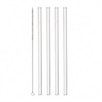 Sugrör glas 4-pack + borste 20cm- Leonardo