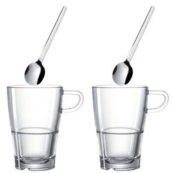 Kaffeset - kaffekopp och sked x 2 - latte macchiato - Leonardo