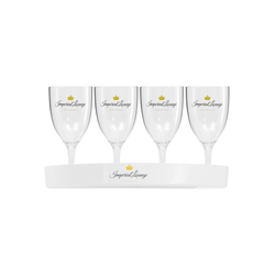 Glas och bricka med logo transparent