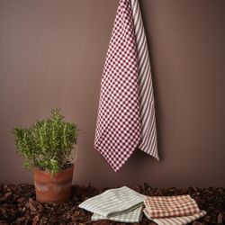 Scandinavian home kökshanddukar 2-pack rut/rand gul 50x70cm