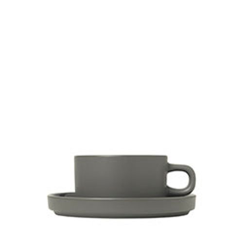 Blomus Set med 2 tekoppar och fat - pewter, pilar - Blomus