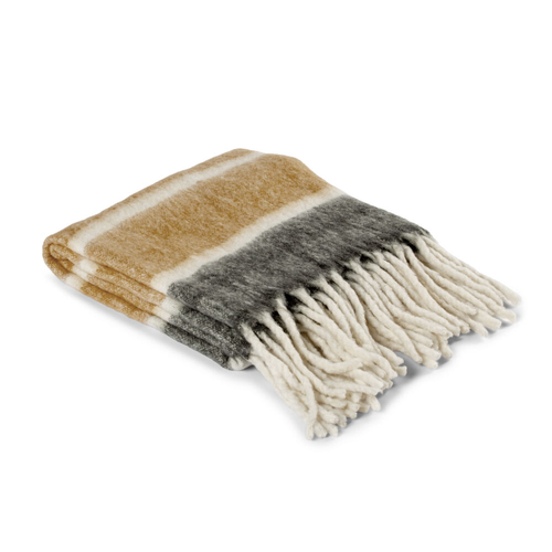 Kosta Linnewäfveri  Ullpläd rand beige