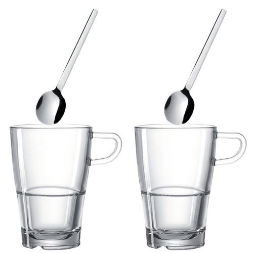 Leonardo Kaffeset - kaffekopp och sked x 2 - latte macchiato - Leonardo