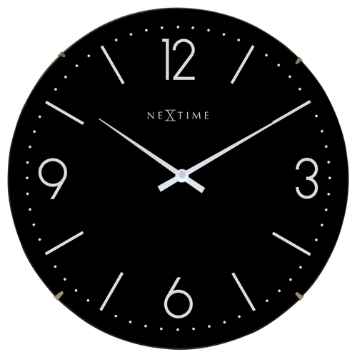 Nextime Basic dome ø35 väggklocka svart/glas - Nextime