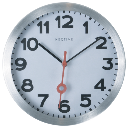 Nextime Station ø34,8 väggklocka borstat aluminium - Nextime