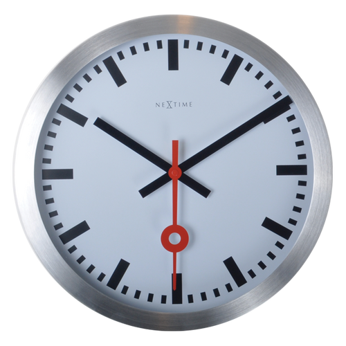 Nextime Station väggklocka ø19cm borstat aluminium - Nextime