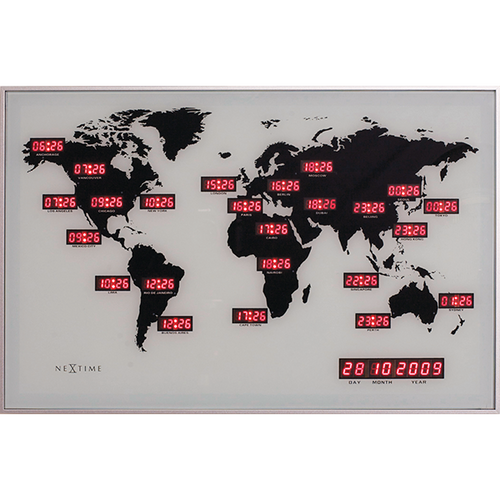 Nextime World time digit 55x36x4 väggklocka - Nextime