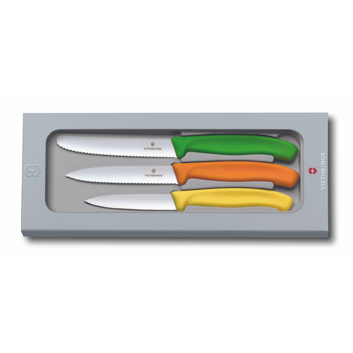 Victorinox Skalknivsset, swissclassic, 3 knivar med färgade handtag blandade färger - Victorinox
