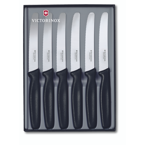 Victorinox Stekknivset, rund spets 6 st svart - Victorinox